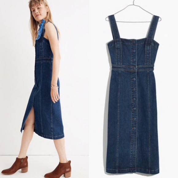 madewell denim covered button dress